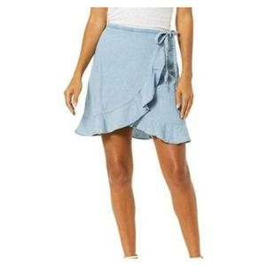 J. Crew Mercantile Faux Wrap Ruffle Chambray Skirt  Small